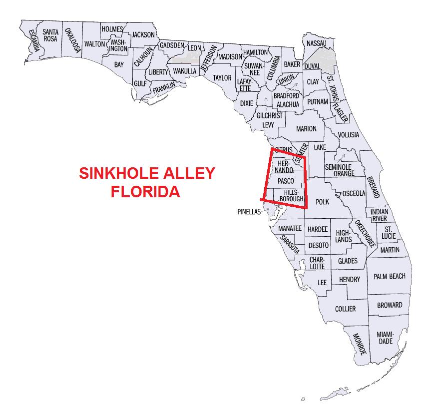 Maps of sinkhole homes. Sinkhole maps in Florida and the USA 